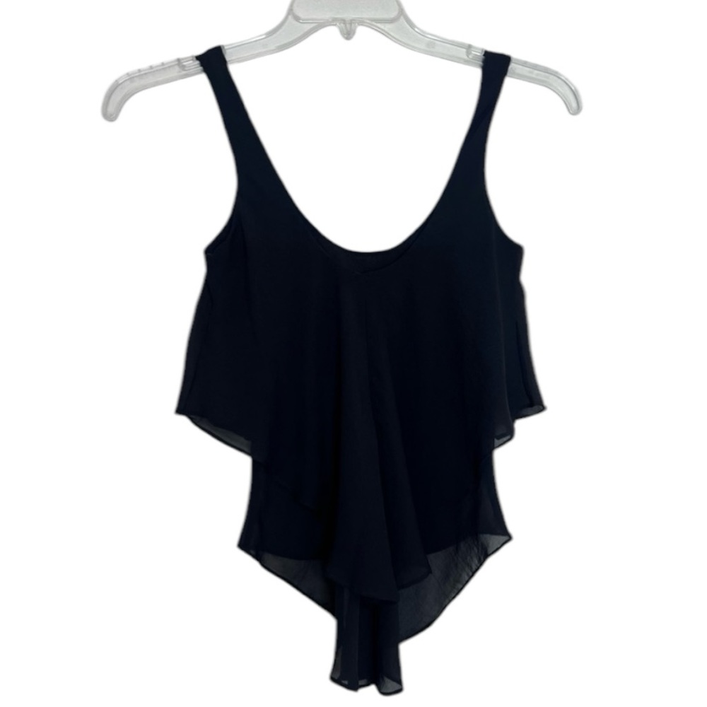 Dress the Population Chiffon Layered Top Black XS